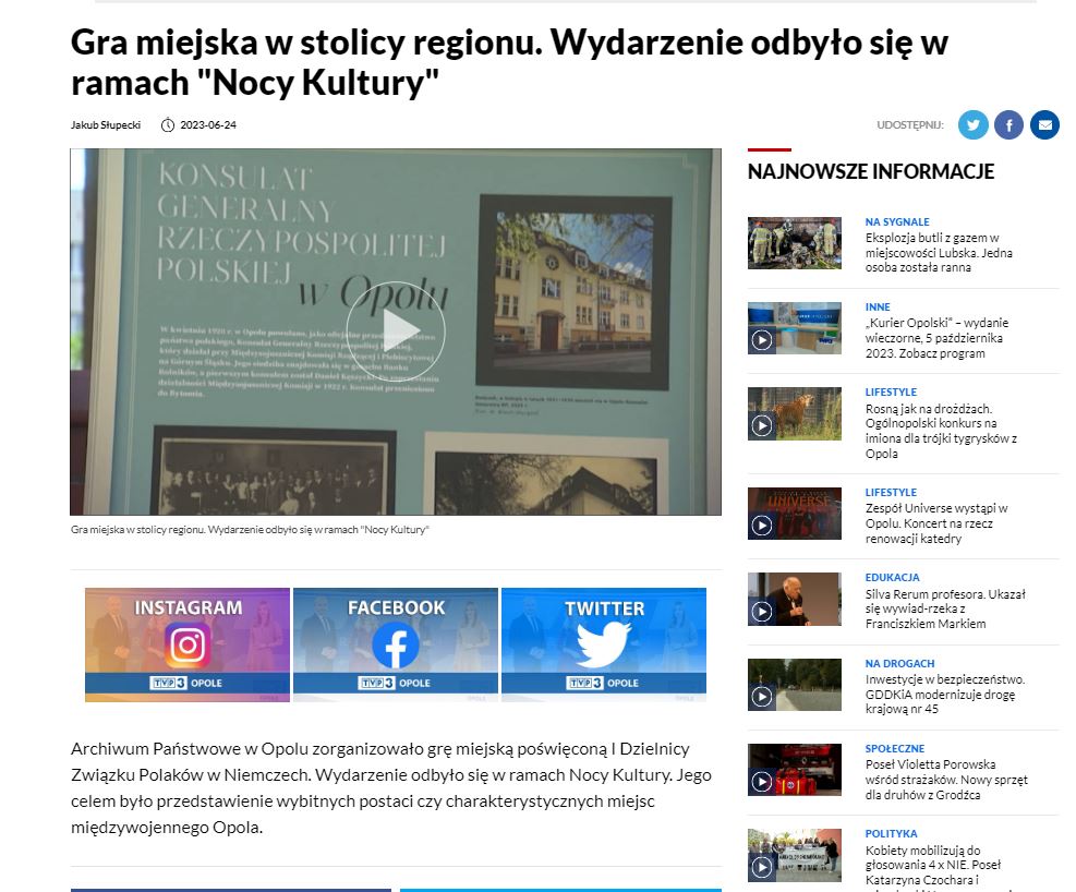 Plansza wystawy "Odkryj Opole w Dzielnicy I Związku Polaków w Niemczech"